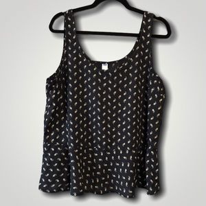 Old Navy Black Flare Bottom Tank Top Shirt Blouse